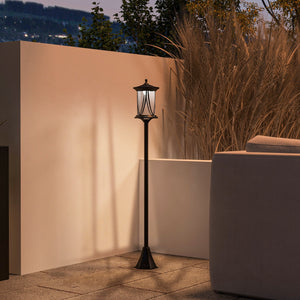 Lampadaire solaire extérieur, lampadaire de jardin, LED, allumage et extinction automatiques, avec interrupteur marche/arrêt, IP44, 127 cm de haut, noir