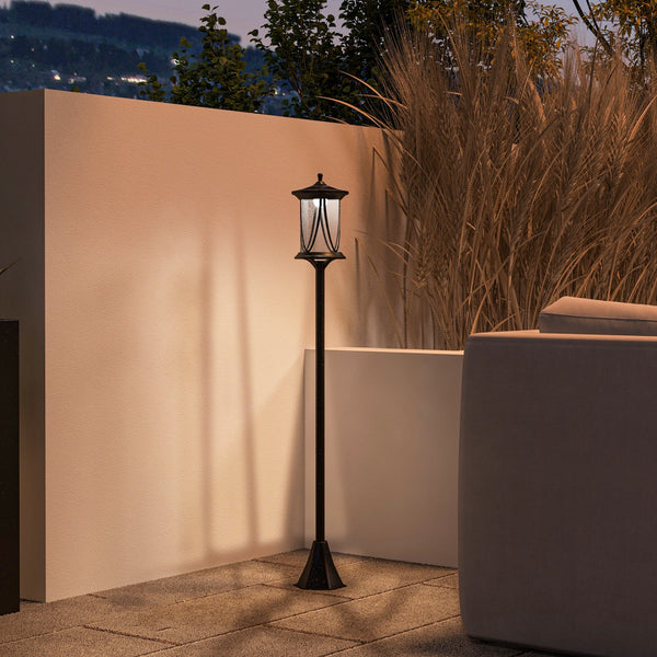 Lampadaire solaire extérieur, lampadaire de jardin, LED, allumage et extinction automatiques, avec interrupteur marche/arrêt, IP44, 127 cm de haut, noir