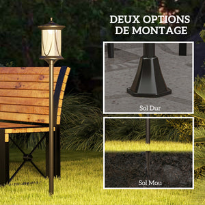 Lampadaire solaire extérieur, lampadaire de jardin, LED, allumage et extinction automatiques, avec interrupteur marche/arrêt, IP44, 127 cm de haut, noir