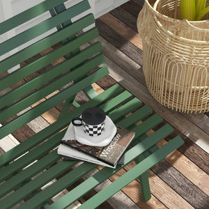 Banc de jardin banquette extérieur 2 Places Assise Dossier à Lattes, en aluminium, dim. 123L x 67l x 79H cm, vert