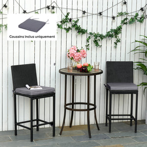 Lot de 2 Coussins de chaise de jardin Coussin chaise extérieur Coussins d'assise déhoussables Rembourrage 5 cm Tissu Polyester dim. 45L x 45l cm Gris foncé