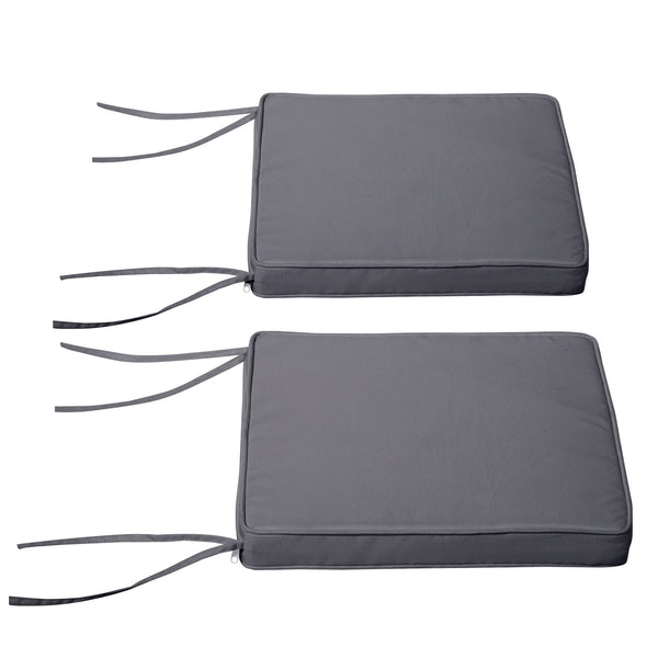 Lot de 2 Coussins de chaise de jardin Coussin chaise extérieur Coussins d'assise déhoussables Rembourrage 5 cm Tissu Polyester dim. 45L x 45l cm Gris foncé