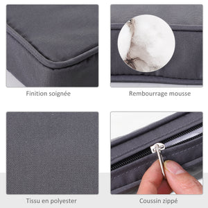 Lot de 2 Coussins de chaise de jardin Coussin chaise extérieur Coussins d'assise déhoussables Rembourrage 5 cm Tissu Polyester dim. 45L x 45l cm Gris foncé