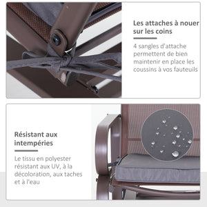 Lot de 2 Coussins de chaise de jardin Coussin chaise extérieur Coussins d'assise déhoussables Rembourrage 5 cm Tissu Polyester dim. 45L x 45l cm Gris foncé