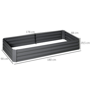 Carré potager jardinière rectangulaire en métal grande capacité 180 x 90 x 29,5 cm avec tuteurs pour tomates et plantes grimpantes