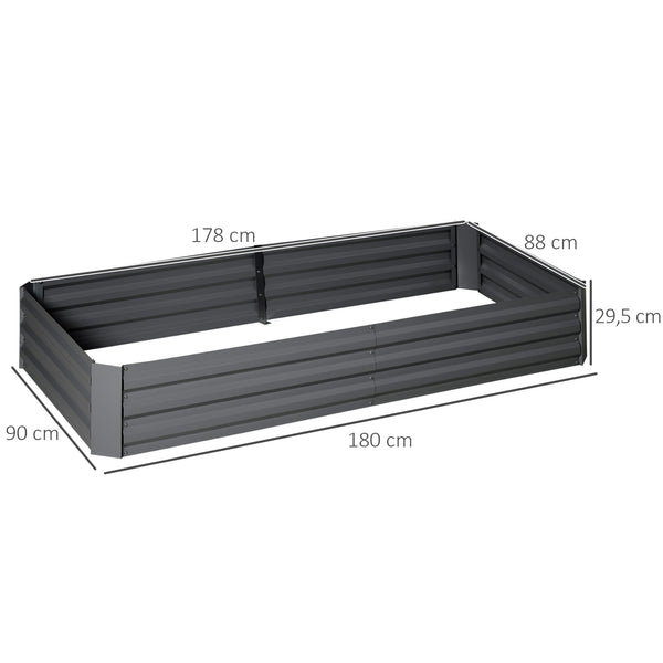 Carré potager jardinière rectangulaire en métal grande capacité 180 x 90 x 29,5 cm avec tuteurs pour tomates et plantes grimpantes
