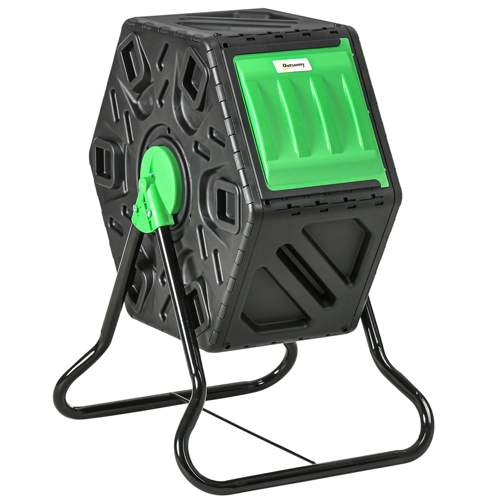 Composteur de jardin - bac à compost pour déchets - rotatif 360° - 1 chambre 65 L - acier PP noir