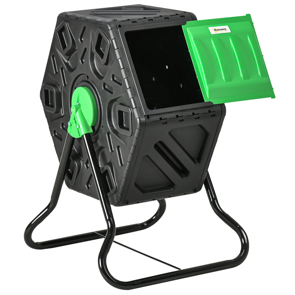 Composteur de jardin - bac à compost pour déchets - rotatif 360° - 1 chambre 65 L - acier PP noir