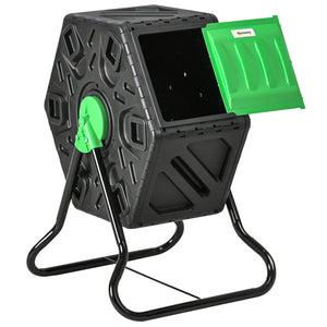Composteur de jardin - bac à compost pour déchets - rotatif 360° - 1 chambre 65 L - acier PP noir