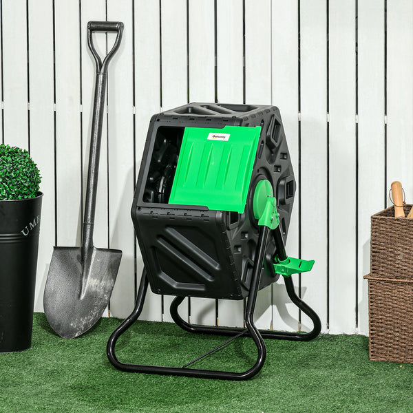 Composteur de jardin - bac à compost pour déchets - rotatif 360° - 1 chambre 65 L - acier PP noir