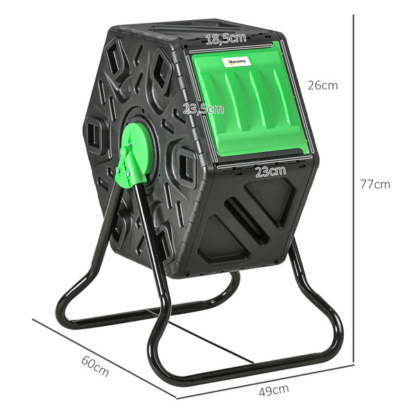 Composteur de jardin - bac à compost pour déchets - rotatif 360° - 1 chambre 65 L - acier PP noir