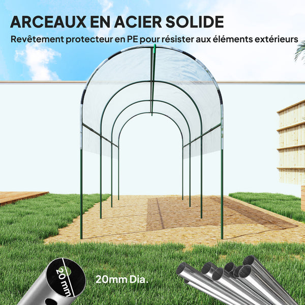 Serre de jardin, serre à tomates, bâche renforcée, châssis en acier, pour légumes plantes fleurs, pour extérieur, 400 x 123 x 171 cm, transparent