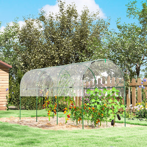 Serre de jardin, serre à tomates, bâche renforcée, châssis en acier, pour légumes plantes fleurs, pour extérieur, 400 x 123 x 171 cm, transparent