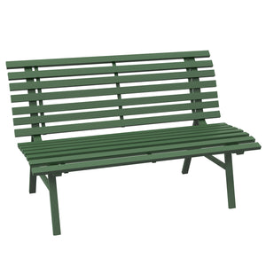 Banc de jardin banquette extérieur 2 Places Assise Dossier à Lattes, en aluminium, dim. 123L x 67l x 79H cm, vert