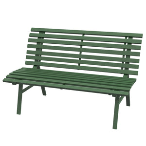 Banc de jardin banquette extérieur 2 Places Assise Dossier à Lattes, en aluminium, dim. 123L x 67l x 79H cm, vert