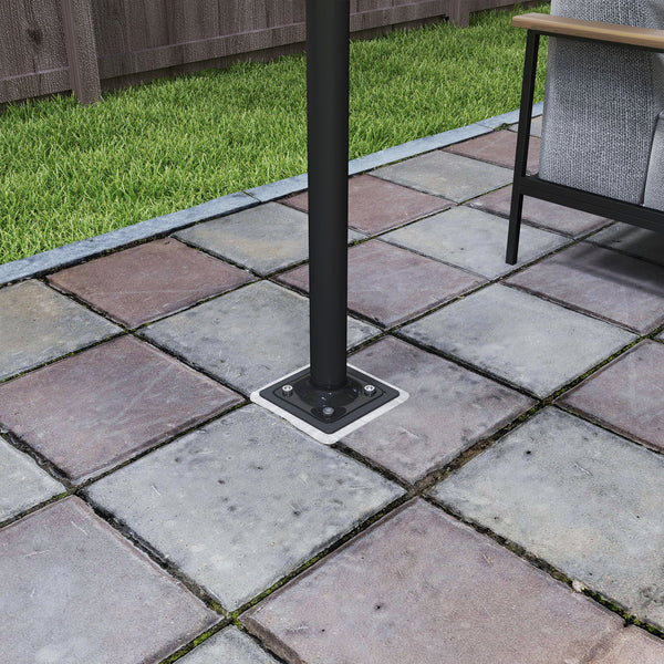 Pied de parasol rectangulaire, support parasol en métal, base de parasol enterré, socle de parasol, pour terrasse, piscine, patio, jardin, 16,5 x 16,5 x 40 cm, gris foncé