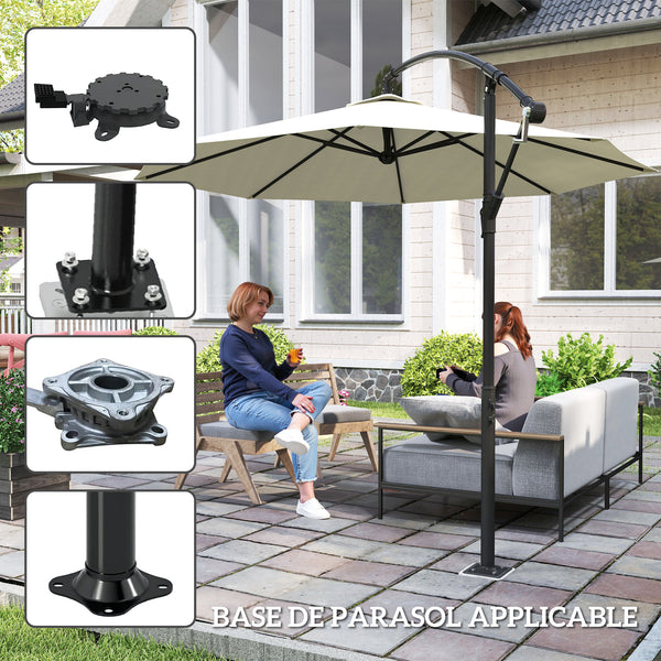 Pied de parasol rectangulaire, support parasol en métal, base de parasol enterré, socle de parasol, pour terrasse, piscine, patio, jardin, 16,5 x 16,5 x 40 cm, gris foncé