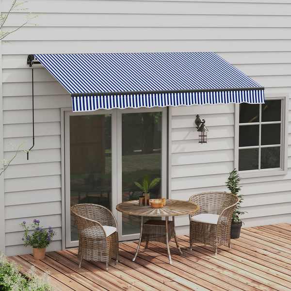 Store banne manuel rétractable 3 x 2,5 m store pour balcon inclinaison réglable manivelle cadre en aluminium polyester Anti-UV bleu et blanc