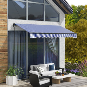 Store banne manuel rétractable 3 x 2,5 m store pour balcon inclinaison réglable manivelle cadre en aluminium polyester Anti-UV bleu et blanc