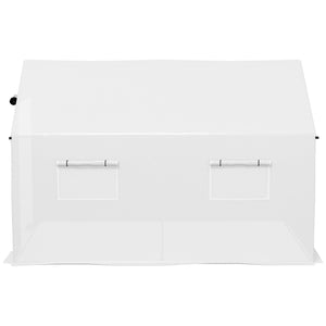 Serre de jardin tunnel 2 x 3m, 6m² avec porte enroulable, 4 fenêtres, - Acier galvanisé PE Haute densité Blanc