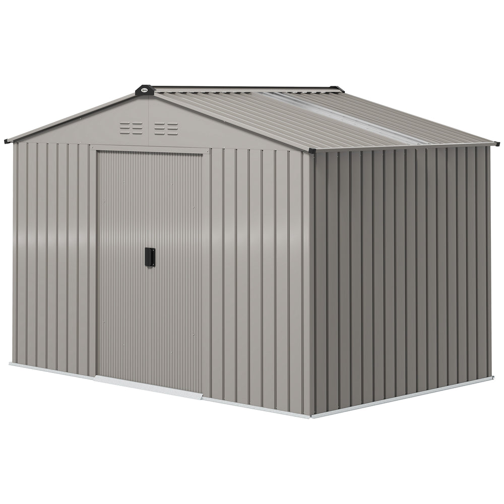 Abri de jardin en métal 5,4 m² cabane de jardin 277 x 195 x 192 cm cabanon rangement outils avec fondation, porte coulissante verrouillables et 4 aérations - anthracite