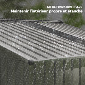 Abri de jardin en métal 5,4 m² cabane de jardin 277 x 195 x 192 cm cabanon rangement outils avec fondation, porte coulissante verrouillables et 4 aérations - anthracite