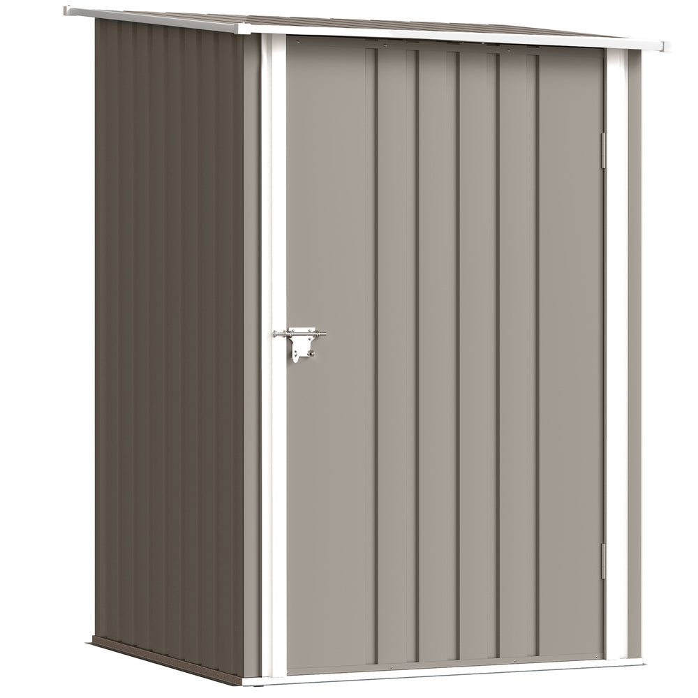 Abri de Jardin 1m² - Remise pour Outils - cabanon Porte verrouillable - dim. 1L x 1,03l x 1,6H m - tôle d'acier ondulée marron et blanc
