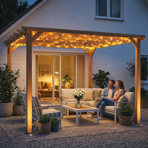 Pergola en bois massif de jardin 3 x 3 m - structure robuste avec poteaux 90 mm et 7 poutres - tonnelle extérieur stable pour vignes et plantes grimpantes, effet bois d'érable