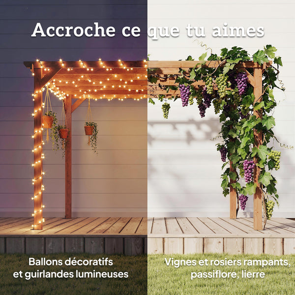 Pergola en bois massif de jardin 3 x 3 m - structure robuste avec poteaux 90 mm et 7 poutres - tonnelle extérieur stable pour vignes et plantes grimpantes, effet bois d'érable