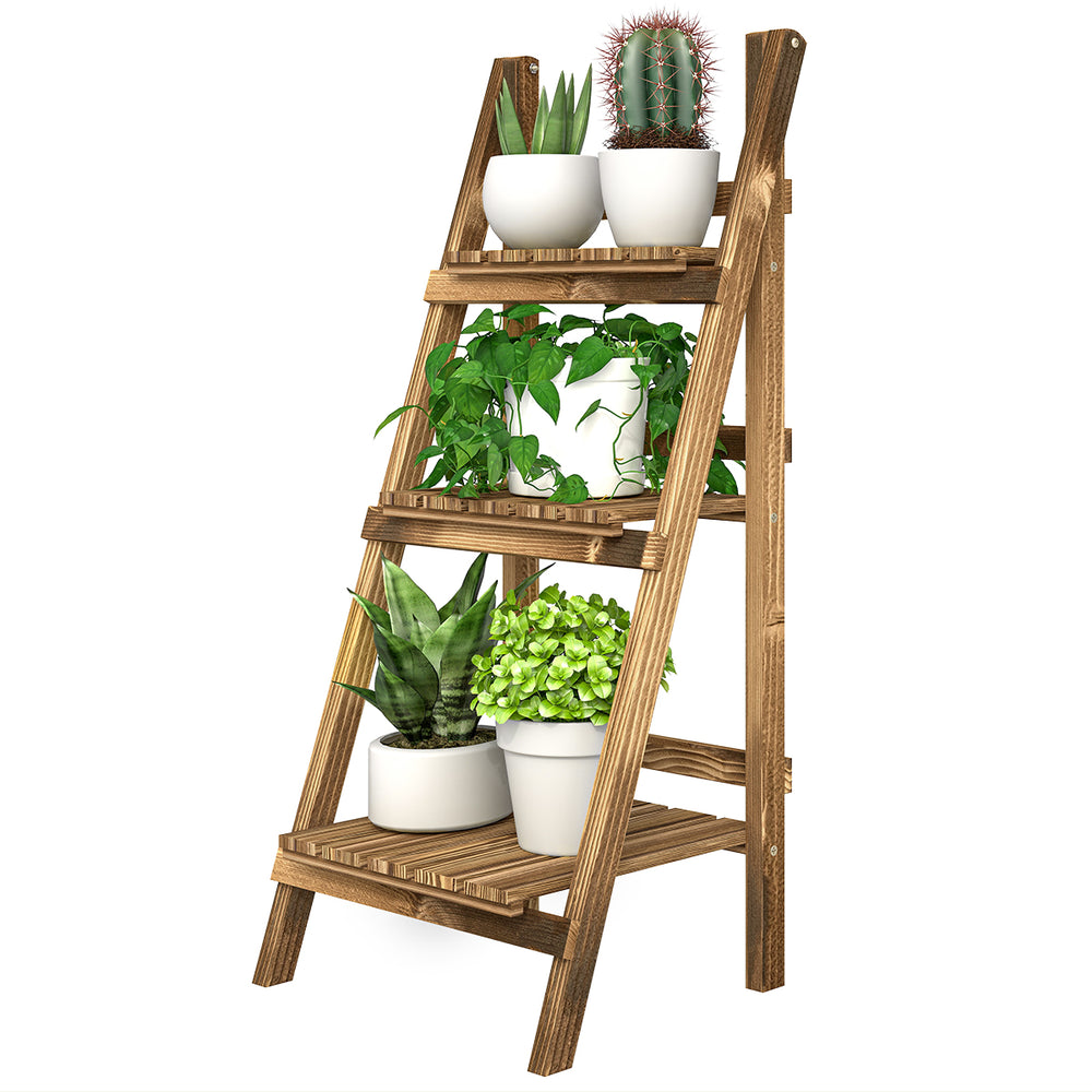Étagère à fleurs support plantes intérieur supports de pots porte plante 3 niveaux pliable bois de sapin 40 x 37 x 93 cm charge max. 40 kg pour intérieur, cour, terrasse, balcon