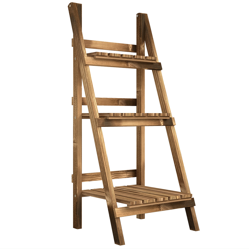 Étagère à fleurs support plantes intérieur supports de pots porte plante 3 niveaux pliable bois de sapin 40 x 37 x 93 cm charge max. 40 kg pour intérieur, cour, terrasse, balcon