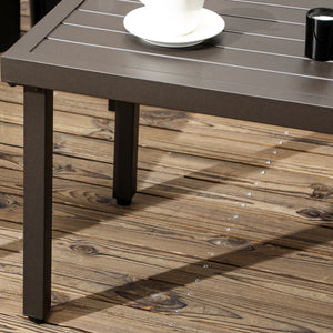 Table basse rectangulaire jardin plateau à lattes pieds réglables pour intérieur/extérieur dim. 91L x 51l x 46H cm marron