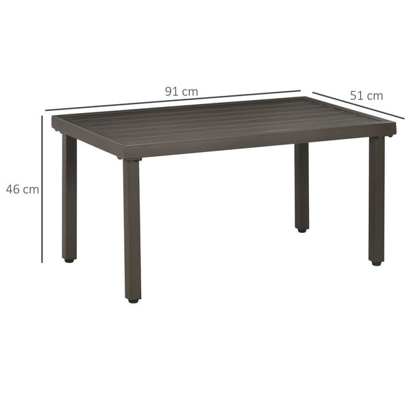 Table basse rectangulaire jardin plateau à lattes pieds réglables pour intérieur/extérieur dim. 91L x 51l x 46H cm marron