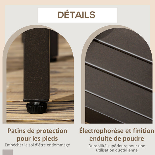 Table basse rectangulaire jardin plateau à lattes pieds réglables pour intérieur/extérieur dim. 91L x 51l x 46H cm marron