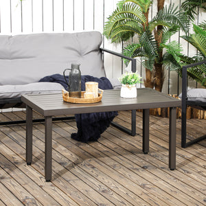 Table basse rectangulaire jardin plateau à lattes pieds réglables pour intérieur/extérieur dim. 91L x 51l x 46H cm marron