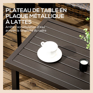 Table basse rectangulaire jardin plateau à lattes pieds réglables pour intérieur/extérieur dim. 91L x 51l x 46H cm marron