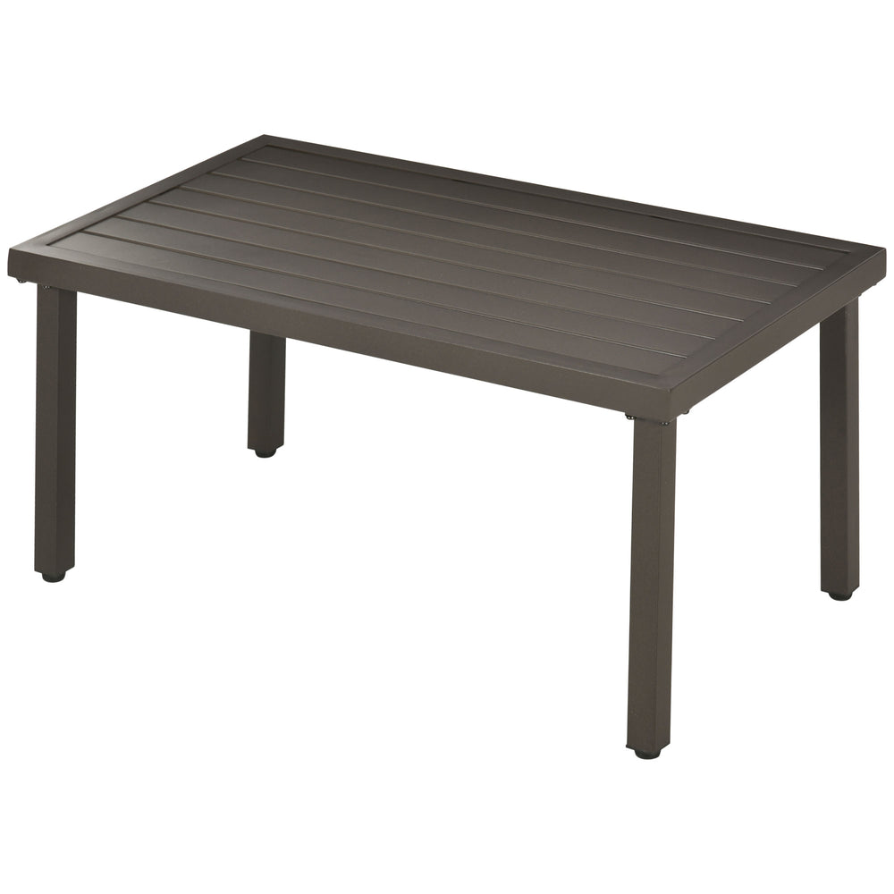 Table basse rectangulaire jardin plateau à lattes pieds réglables pour intérieur/extérieur dim. 91L x 51l x 46H cm marron