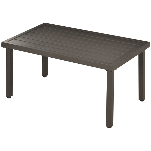 Table basse rectangulaire jardin plateau à lattes pieds réglables pour intérieur/extérieur dim. 91L x 51l x 46H cm marron