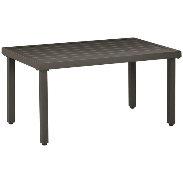 Table basse rectangulaire jardin plateau à lattes pieds réglables pour intérieur/extérieur dim. 91L x 51l x 46H cm marron