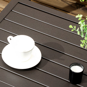 Table basse rectangulaire jardin plateau à lattes pieds réglables pour intérieur/extérieur dim. 91L x 51l x 46H cm marron