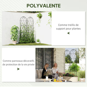Support pour plantes grimpantes avec motif irrégulier, lot de 2, treillis de jardin, pour légumes, vignes, fleurs, en métal, 50 x 180 cm, noir