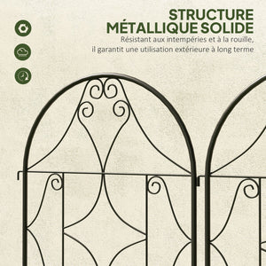 Support pour plantes grimpantes avec motif irrégulier, lot de 2, treillis de jardin, pour légumes, vignes, fleurs, en métal, 50 x 180 cm, noir