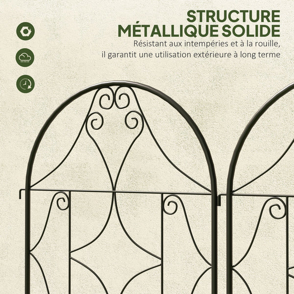 Support pour plantes grimpantes avec motif irrégulier, lot de 2, treillis de jardin, pour légumes, vignes, fleurs, en métal, 50 x 180 cm, noir