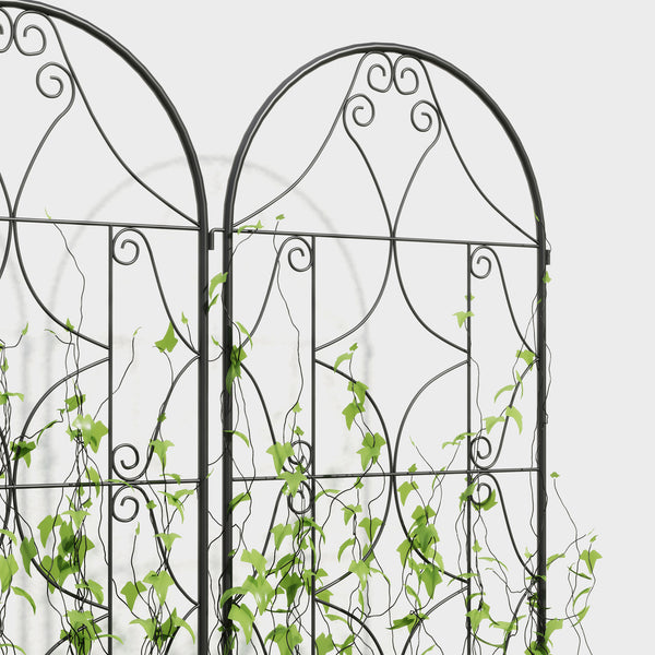 Support pour plantes grimpantes avec motif irrégulier, lot de 2, treillis de jardin, pour légumes, vignes, fleurs, en métal, 50 x 180 cm, noir