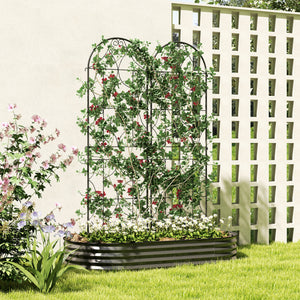 Support pour plantes grimpantes avec motif irrégulier, lot de 2, treillis de jardin, pour légumes, vignes, fleurs, en métal, 50 x 180 cm, noir