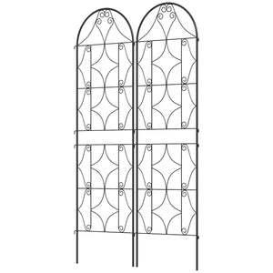 Support pour plantes grimpantes avec motif irrégulier, lot de 2, treillis de jardin, pour légumes, vignes, fleurs, en métal, 50 x 180 cm, noir