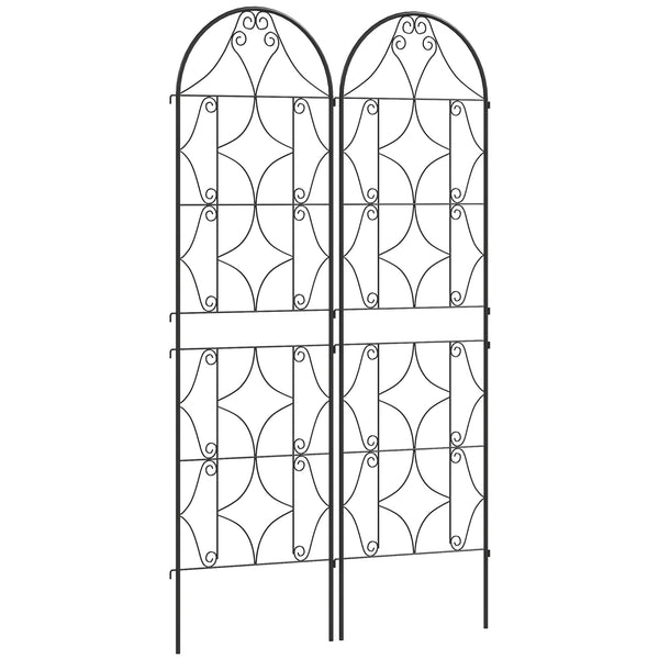 Support pour plantes grimpantes avec motif irrégulier, lot de 2, treillis de jardin, pour légumes, vignes, fleurs, en métal, 50 x 180 cm, noir