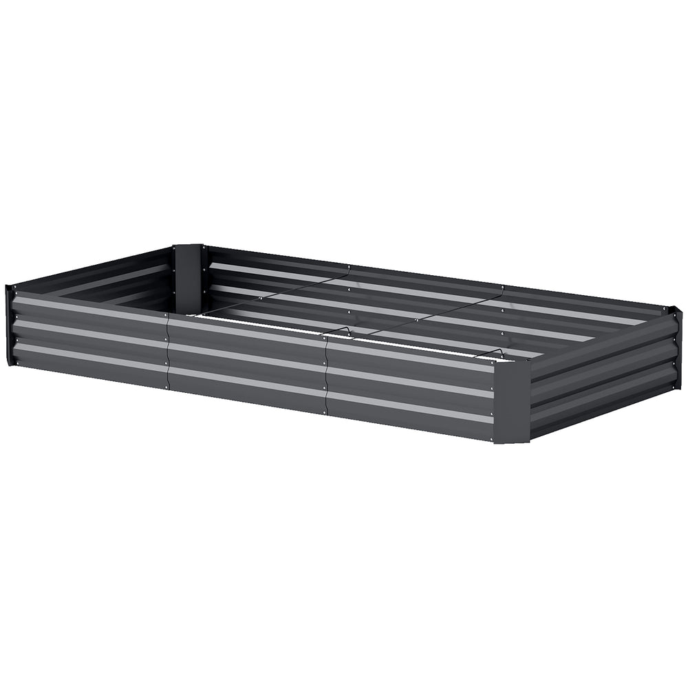 Jardinière extérieure, carré potager de jardin rectangulaire, avec bordure de sécurité et fond ouvert, pour fleurs, herbes, 240 x 120 x 30 cm, gris foncé