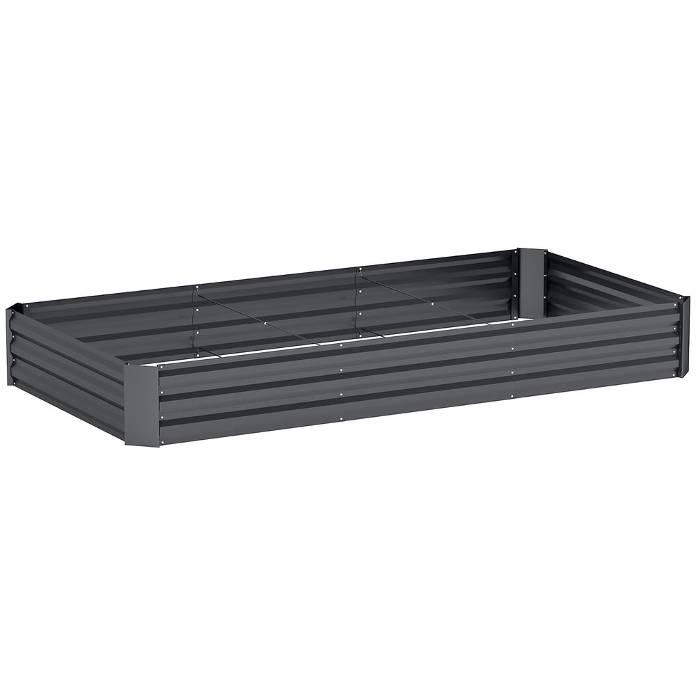 Jardinière extérieure, carré potager de jardin rectangulaire, avec bordure de sécurité et fond ouvert, pour fleurs, herbes, 240 x 120 x 30 cm, gris foncé