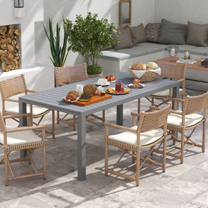Table de jardin extensible table tables à manger de patio en aluminium rectangulaire pour 6 - 8 personnes, charge max. 50kg, dim. 180/240L x 94l x 73H cm, gris